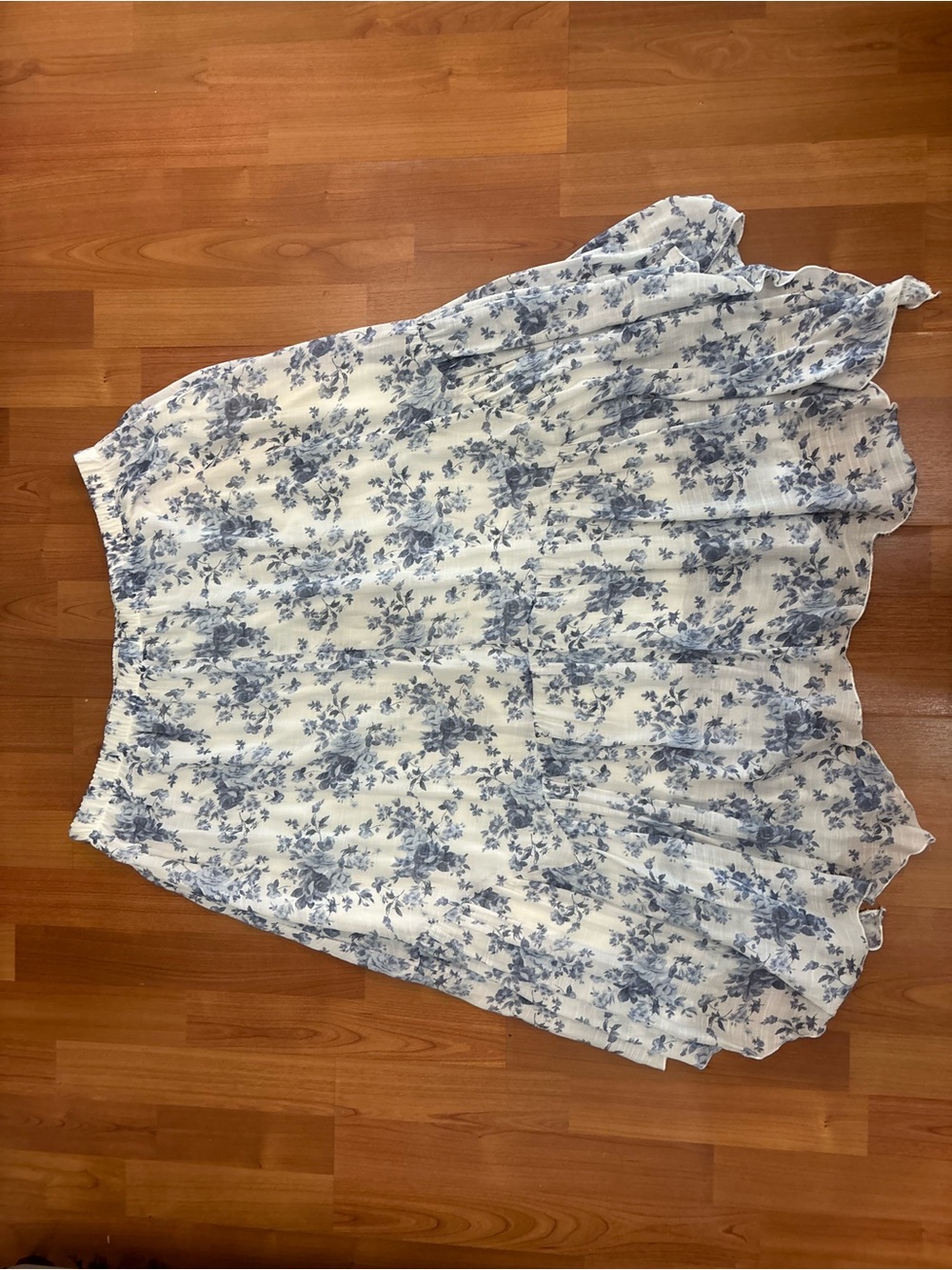 ARULA White and Blue Floral Circle Skirt